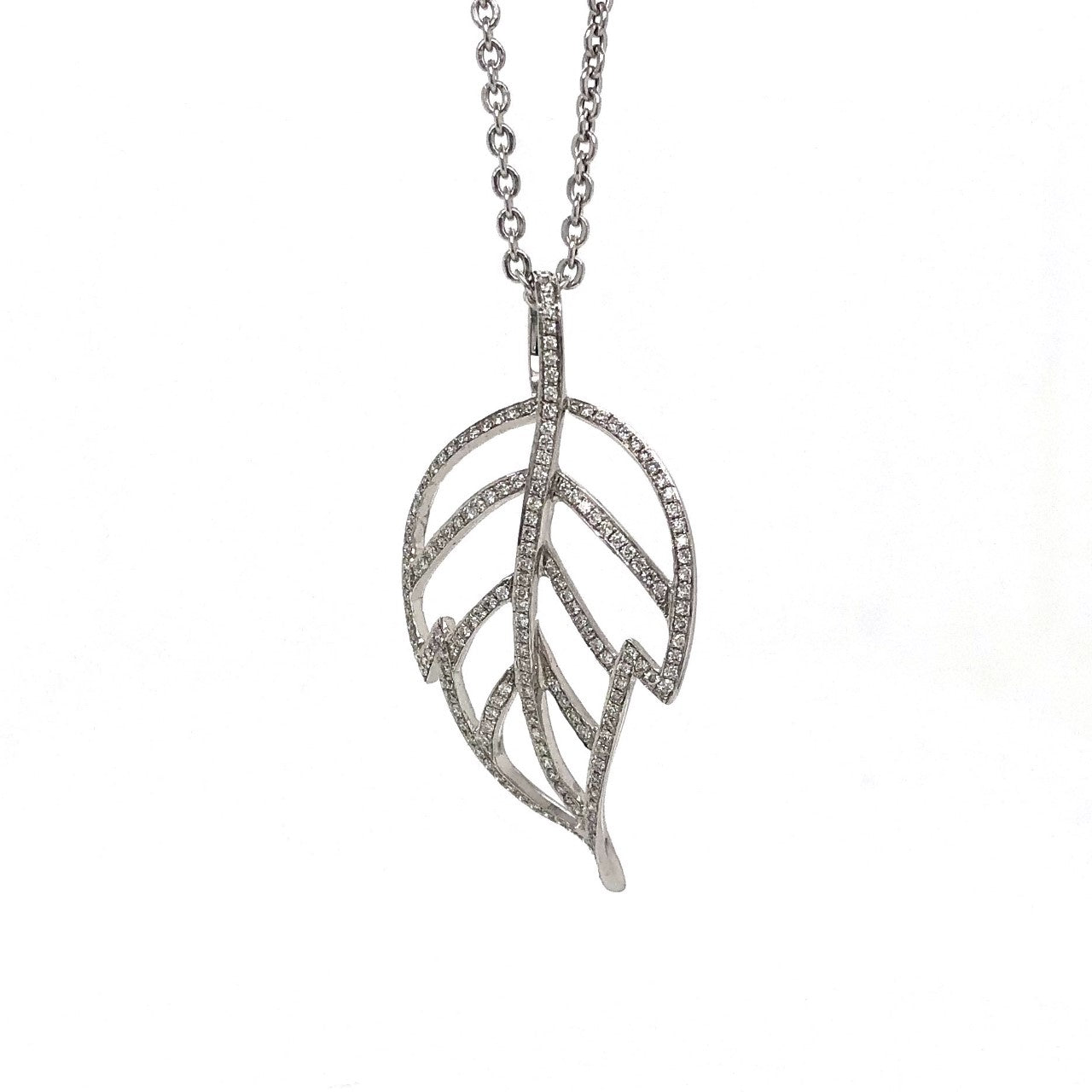 Diamond on sale leaf necklace