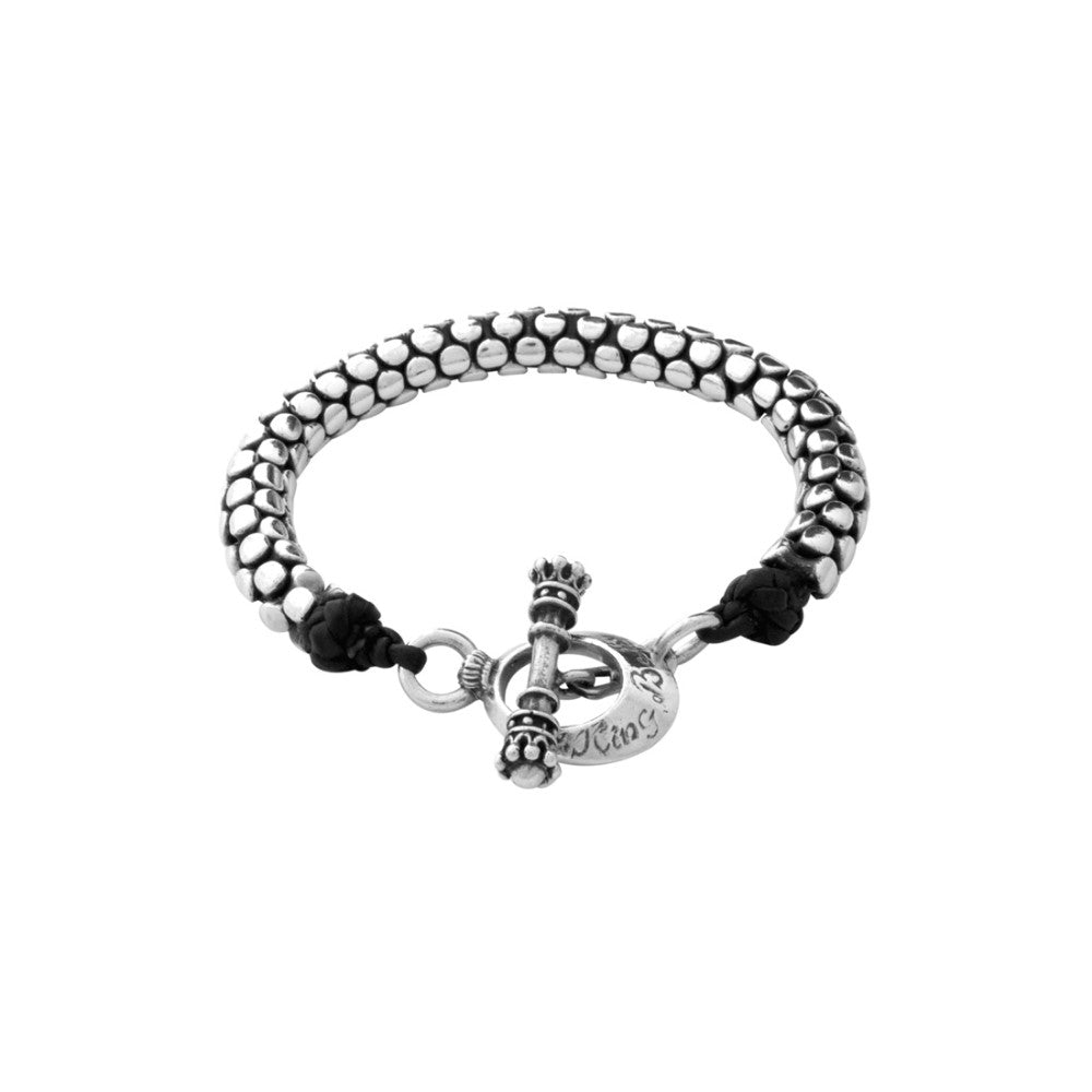 King Baby Leather & Silver Snake Bracelet