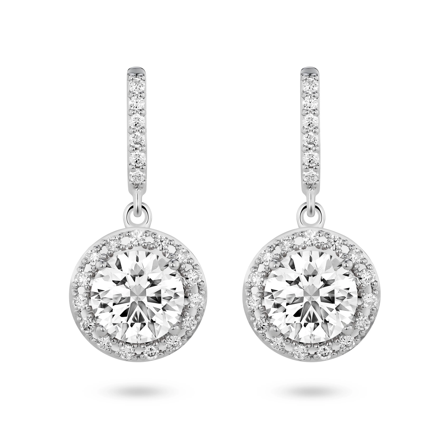 Lightbox Jewelry 14KW 2ctw Halo Drop Earrings LGD