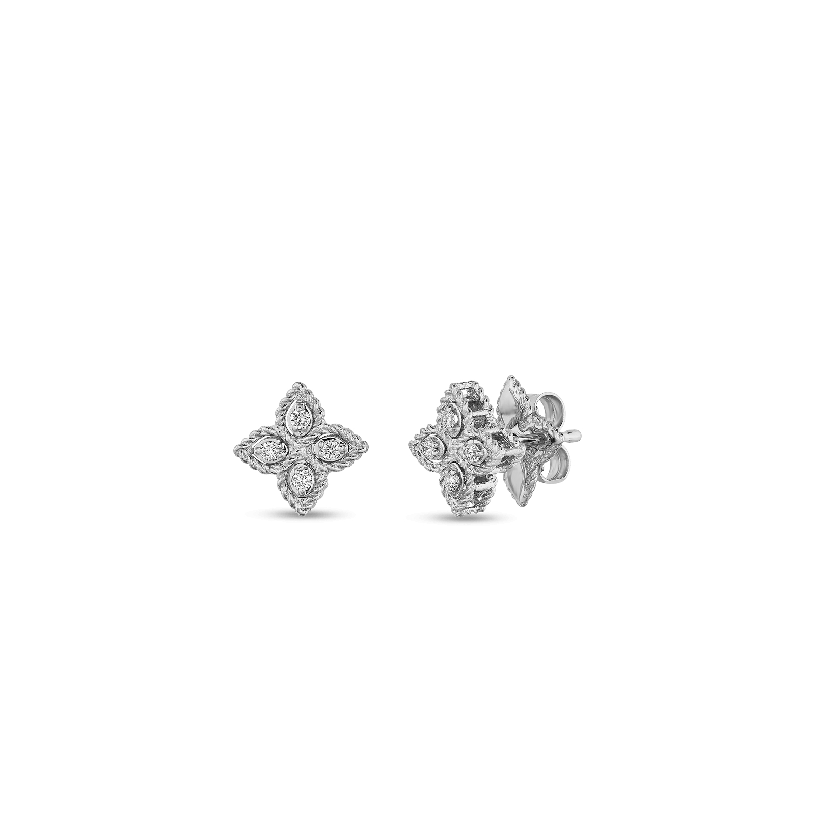 Roberto Coin 18KW Princess Flower Earrings