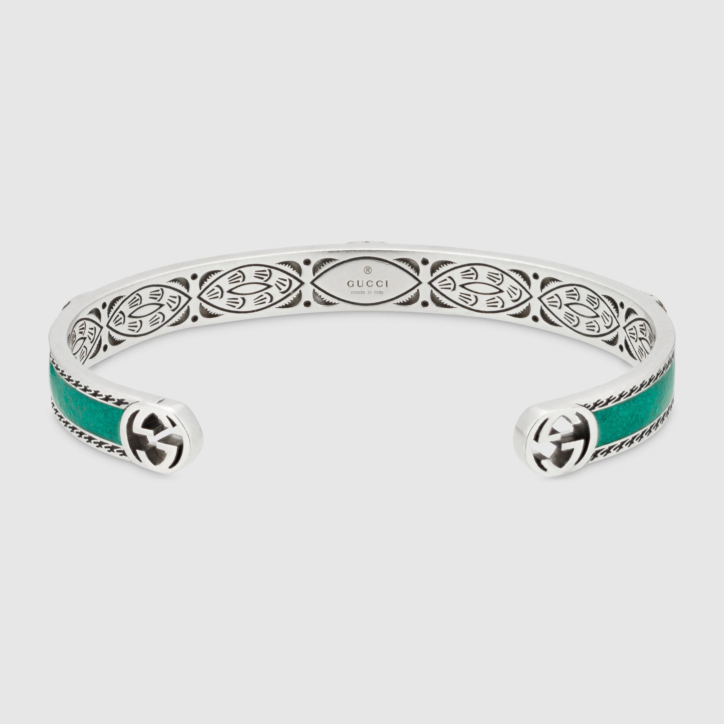 Gucci Silver Bangle with Turquoise Enamel