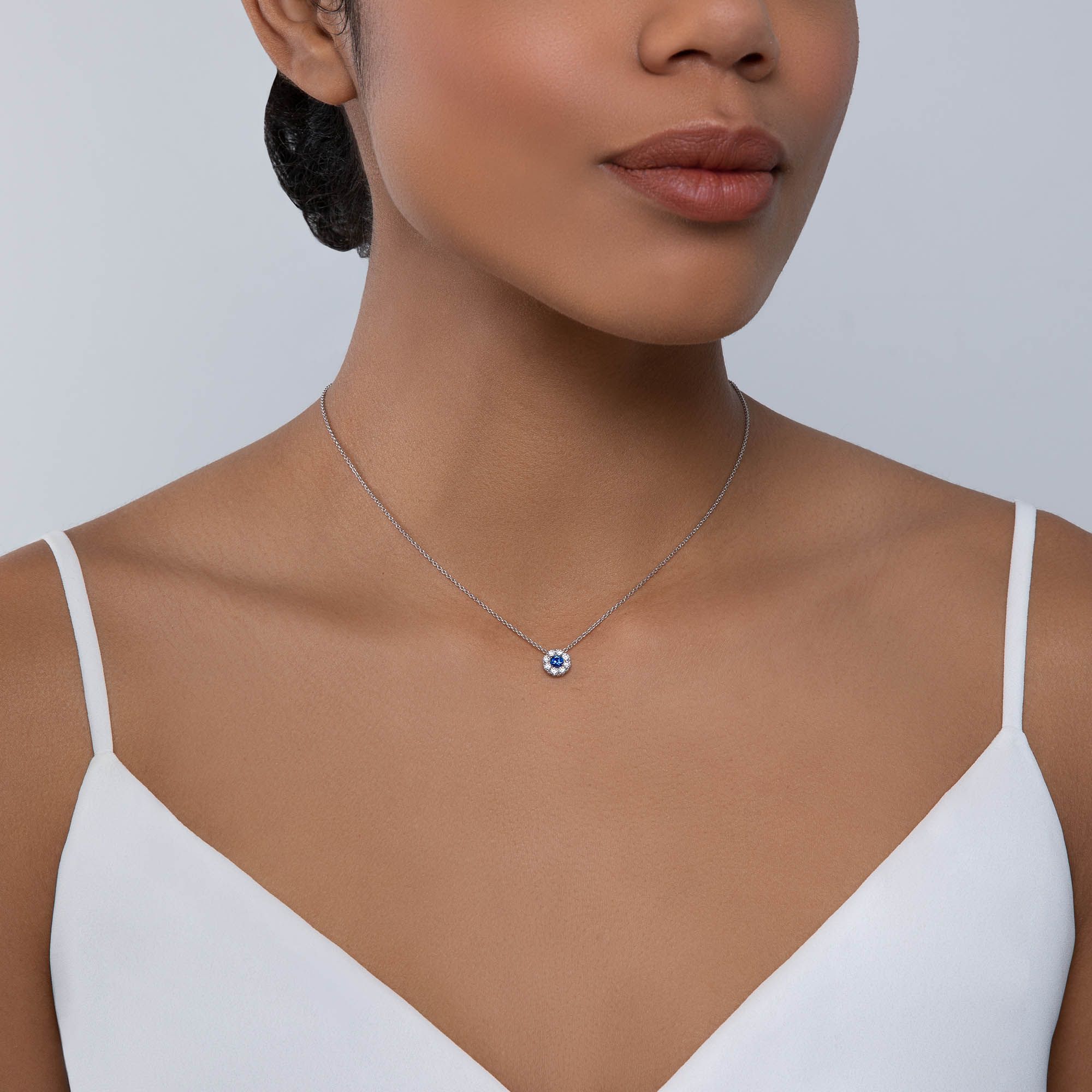 Birks Snowflake Cluster Sapphire and Diamond Necklace