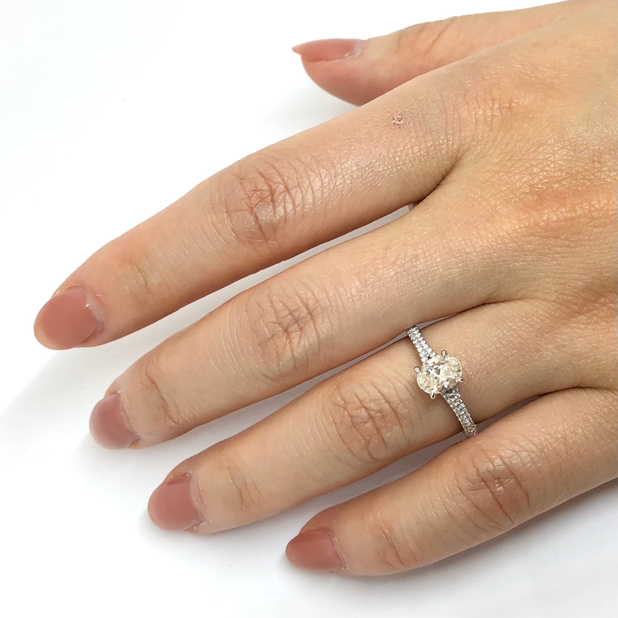 De Beers Forevermark Solitaire 2 Row Pave Diamond Engagement Ring