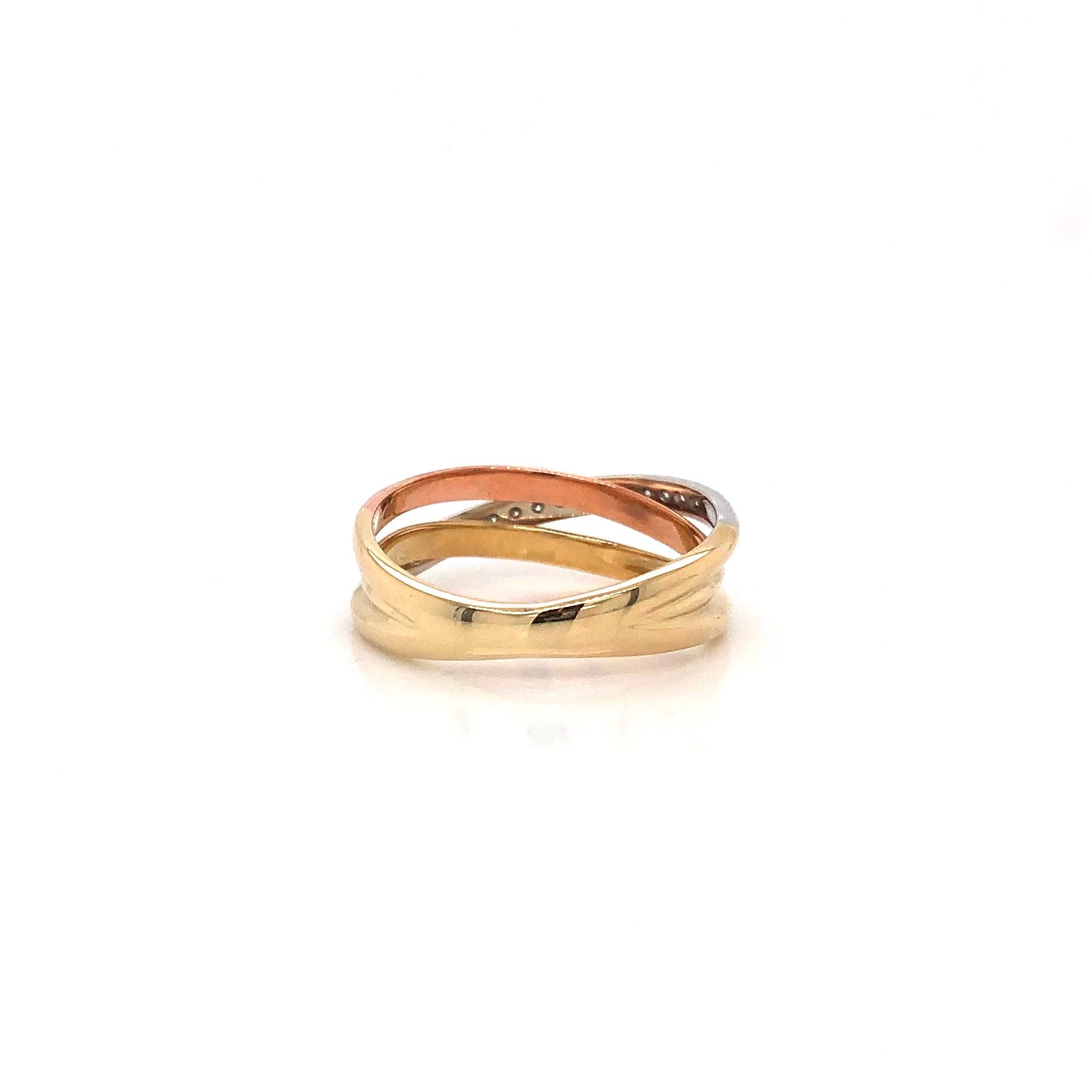 10K Tri-Gold Delicate Triple Loop Diamond Ring