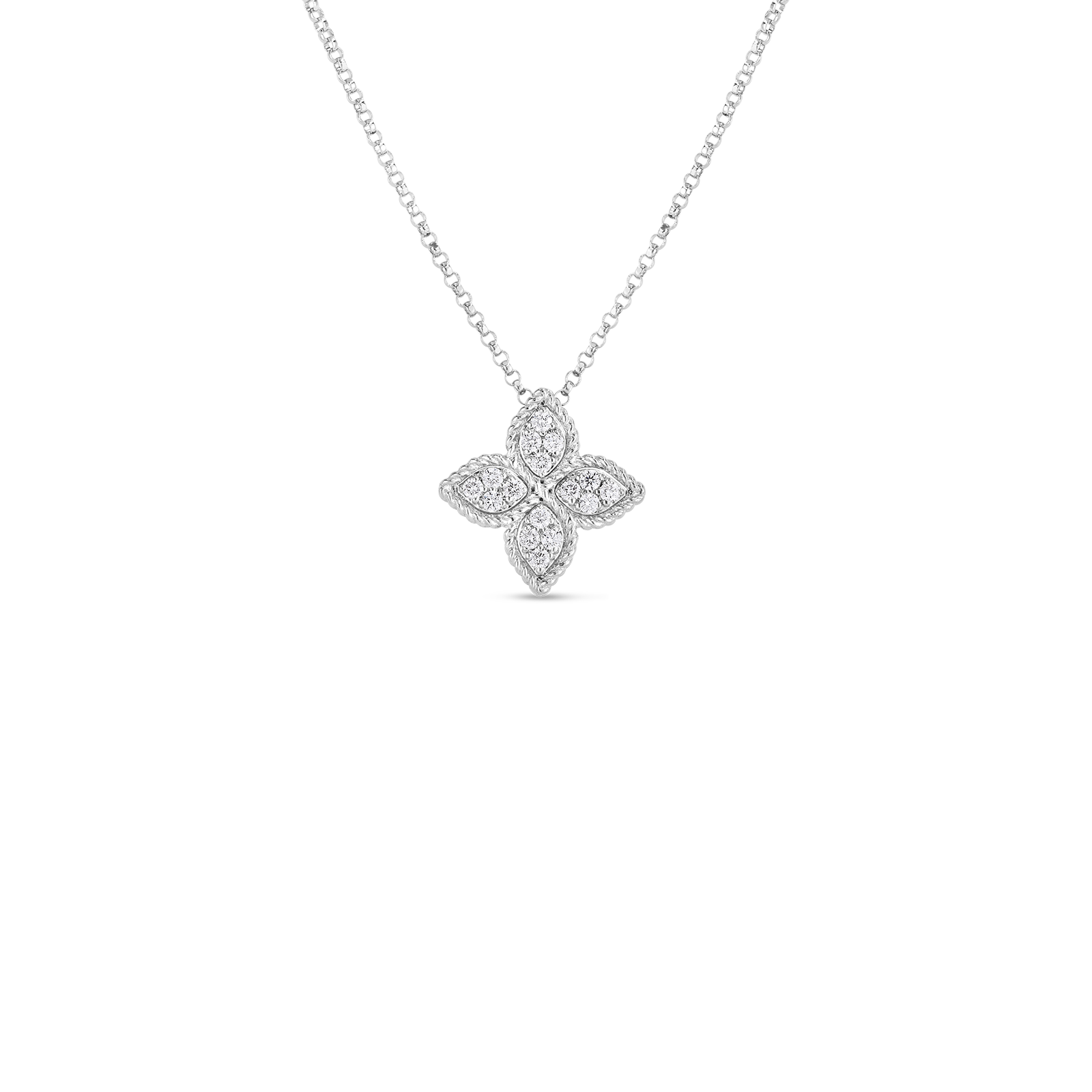 Roberto Coin 18KW Princess Flower Necklace | IJL Since 1937 Roberto Coin 18KW Princess Flower Necklace | IJL Since 1937