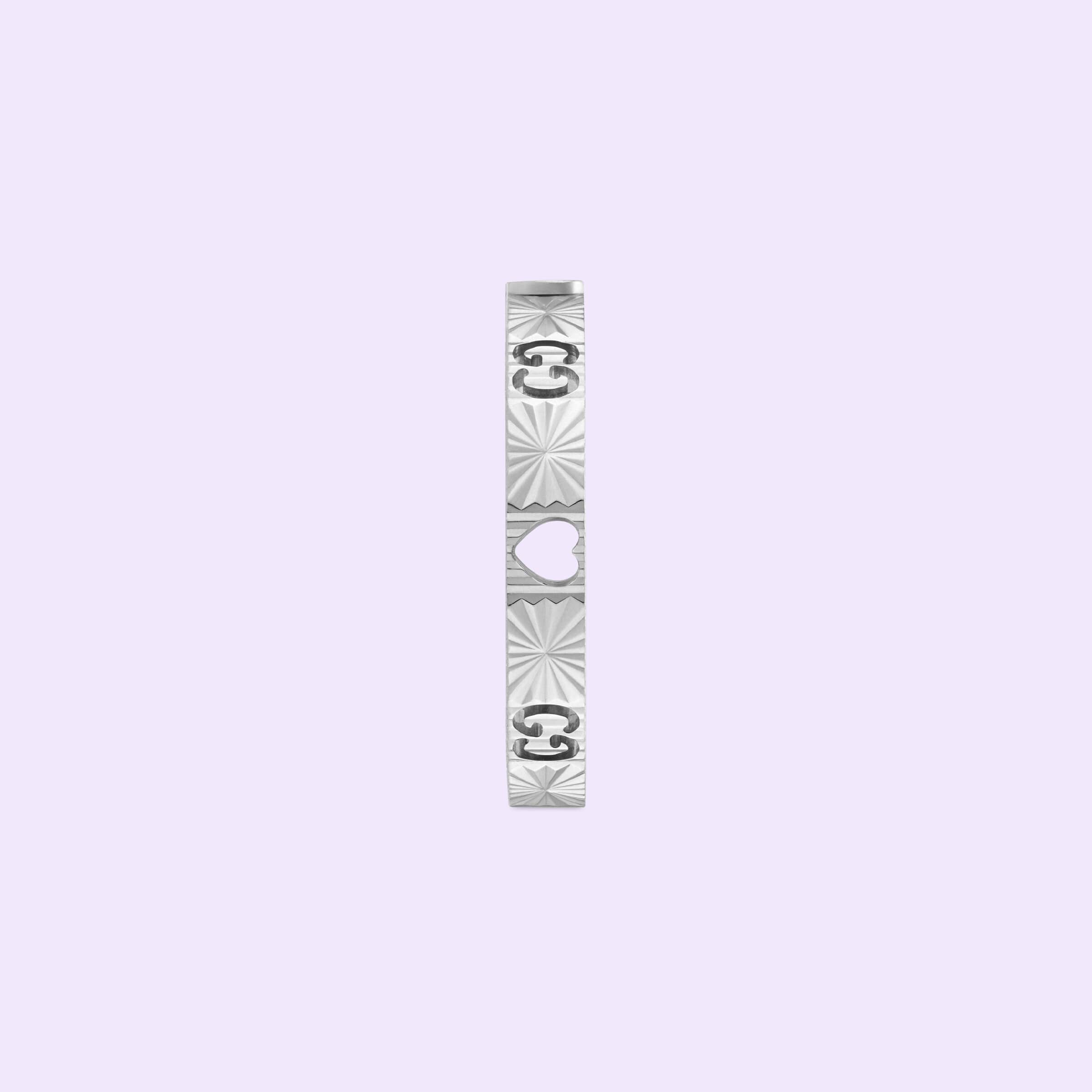 Gucci 18KW 3mm Icon Diamond Ring with Heart Cutout