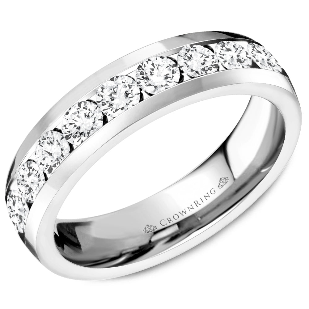 Channel Set Semi-Eternity Anniversary Band with Round Diamonds 1ct