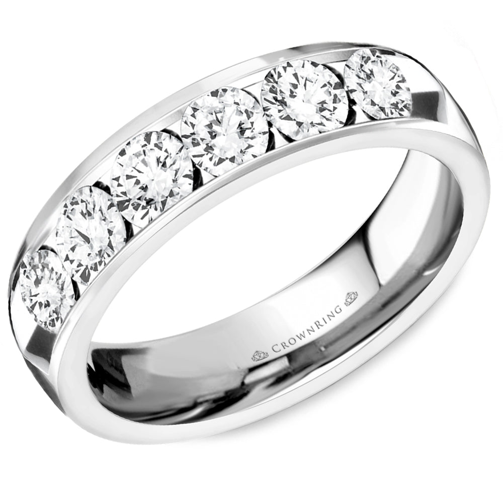 Channel Set Semi-Eternity Anniversary Band with Round Diamonds 1 1/2ct