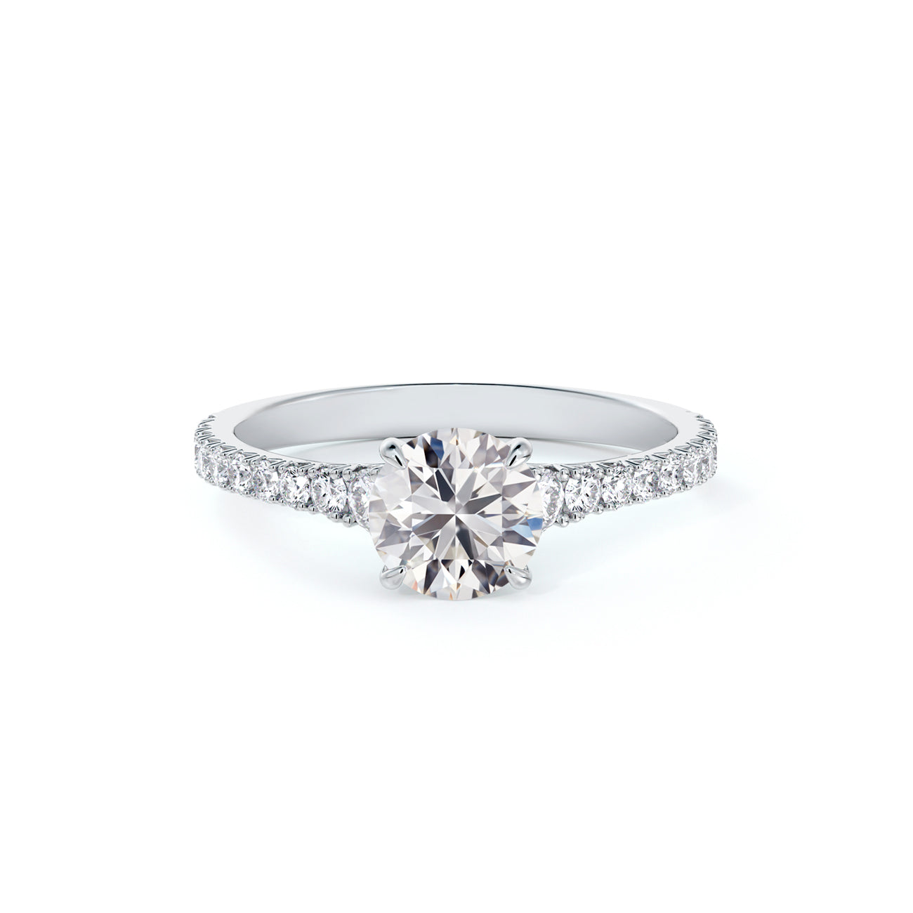 De Beers Forevermark Icon™ Round Brilliant Engagement Ring With Shoulder Diamonds