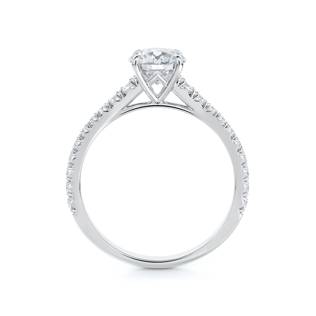 De Beers Forevermark Icon™ Round Brilliant Engagement Ring With Shoulder Diamonds