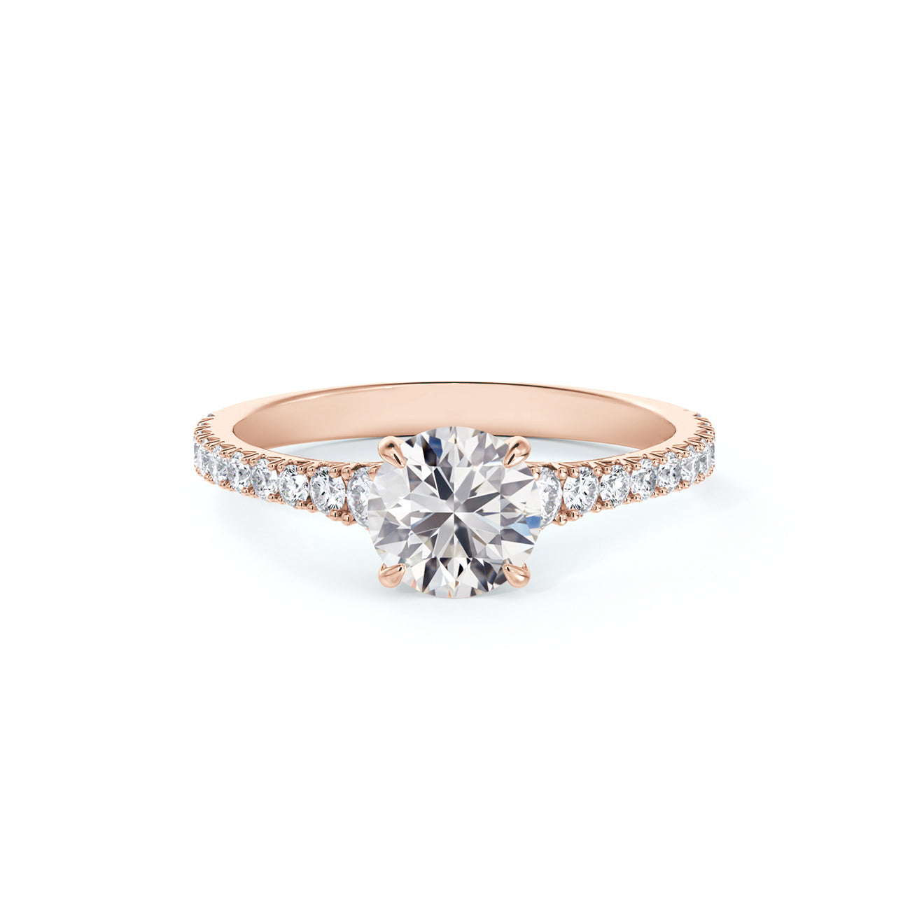 De Beers Forevermark Icon™ Round Brilliant Engagement Ring With Shoulder Diamonds