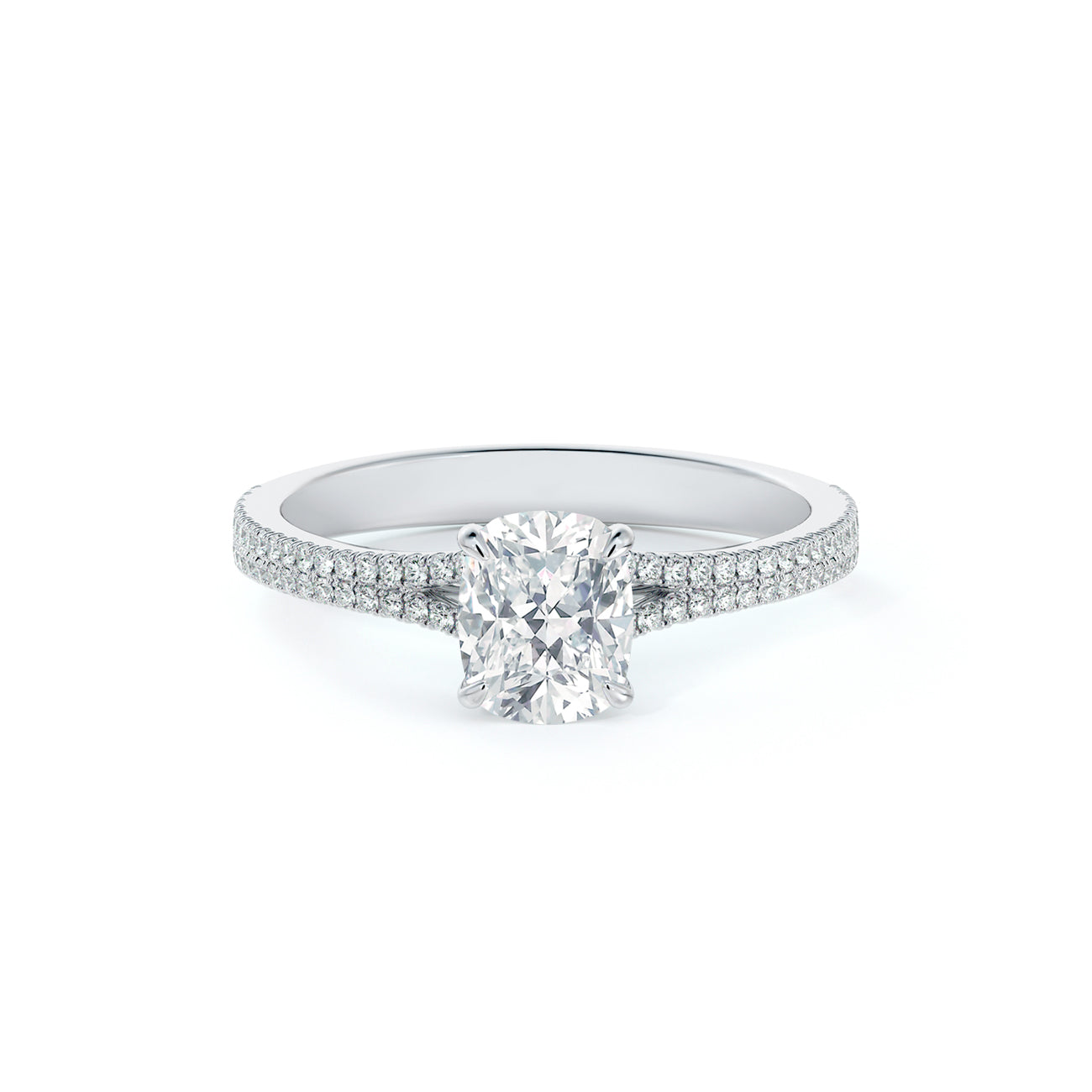 De Beers Forevermark Icon™ Cushion Brilliant Engagement Ring 2 Row Pave