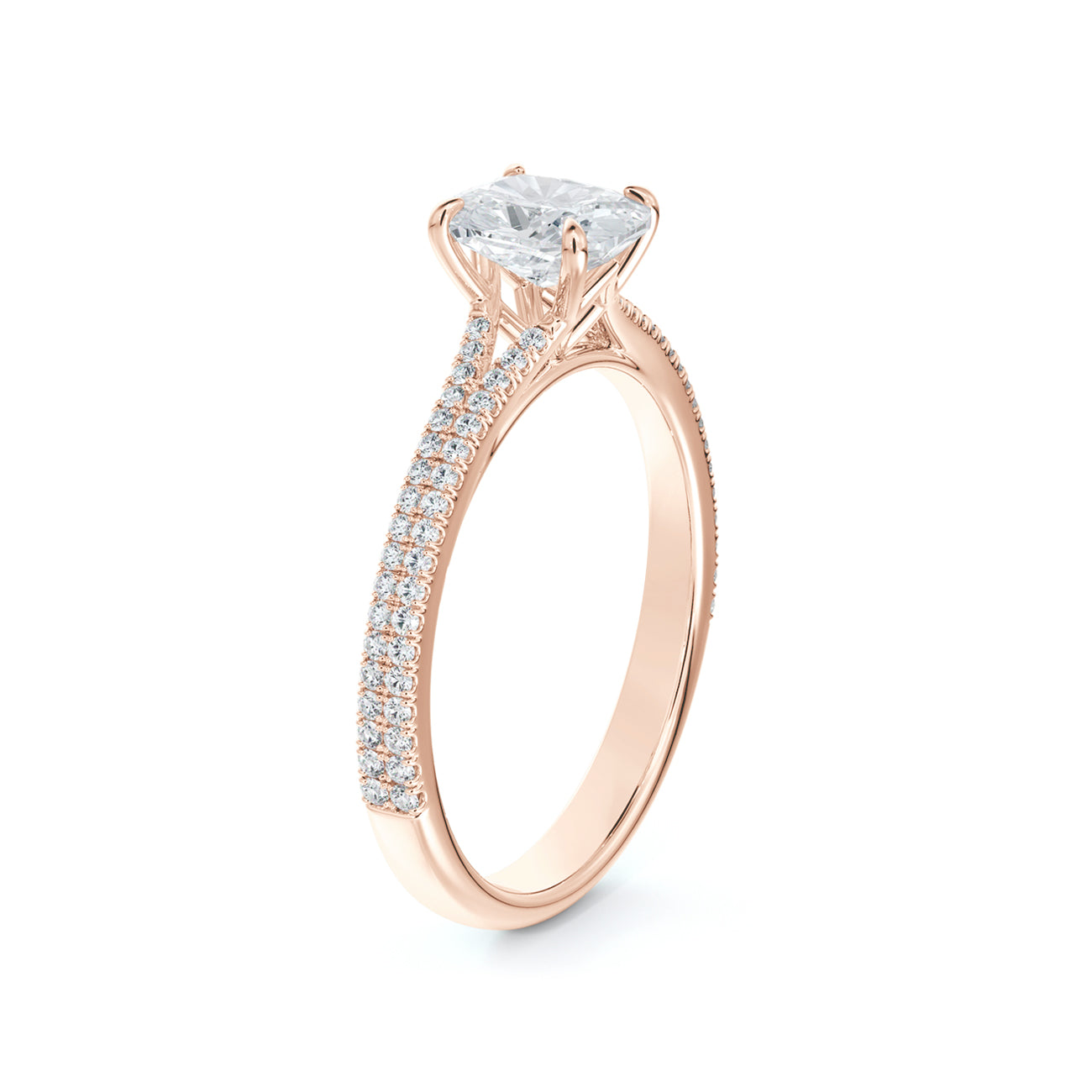 De Beers Forevermark Icon™ Cushion Brilliant Engagement Ring 2 Row Pave