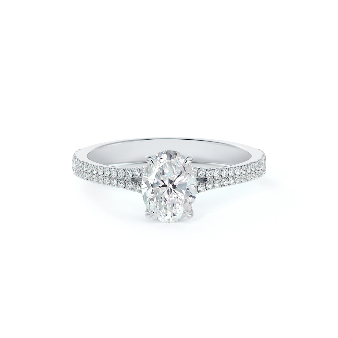 De Beers Forevermark Icon™ Oval Brilliant Engagement Ring 2 Row Pave
