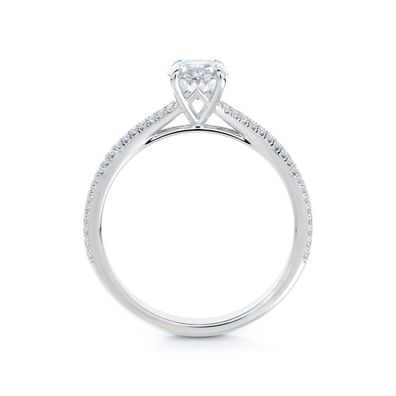 De Beers Forevermark Icon™ Oval Brilliant Engagement Ring 2 Row Pave