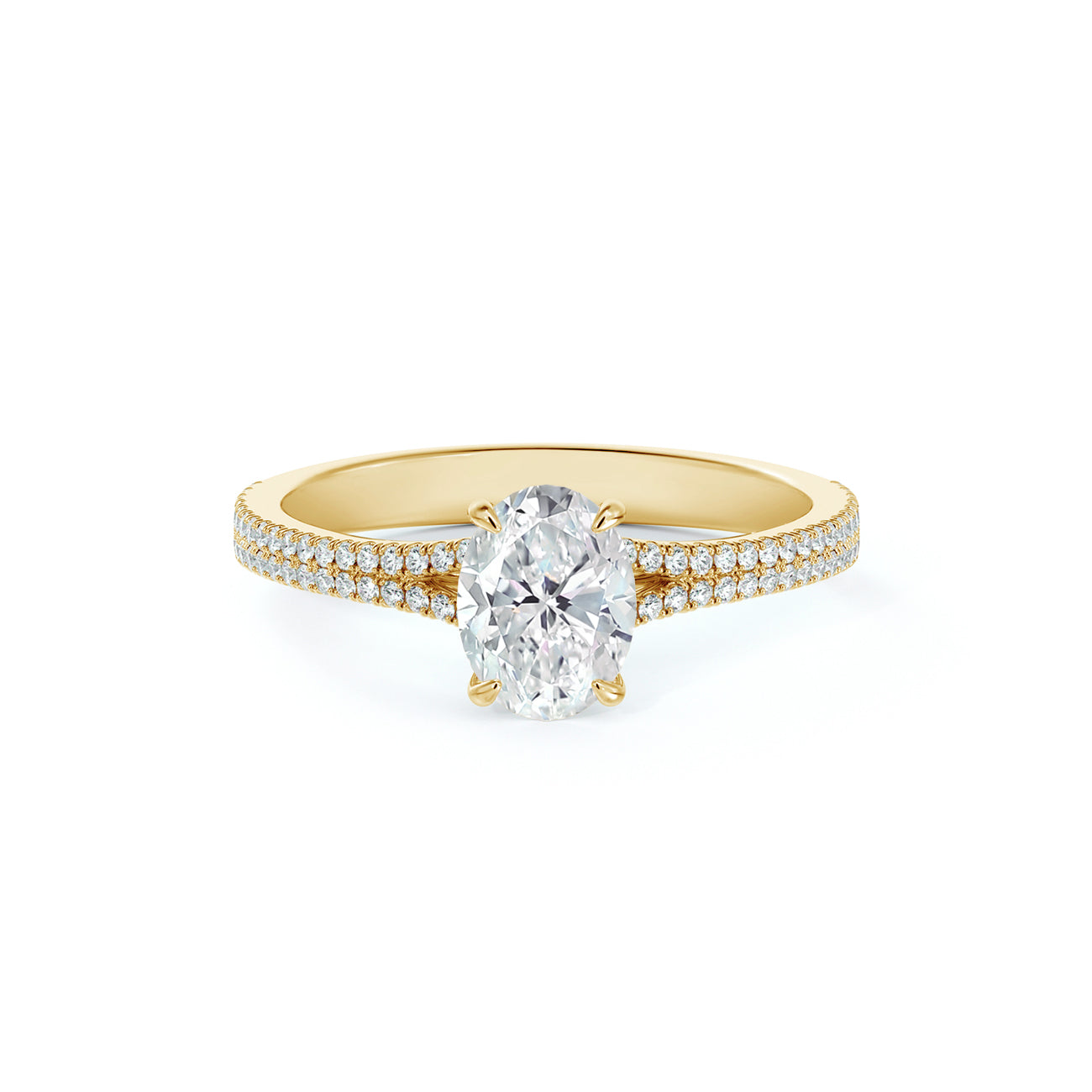 De Beers Forevermark Icon™ Oval Brilliant Engagement Ring 2 Row Pave
