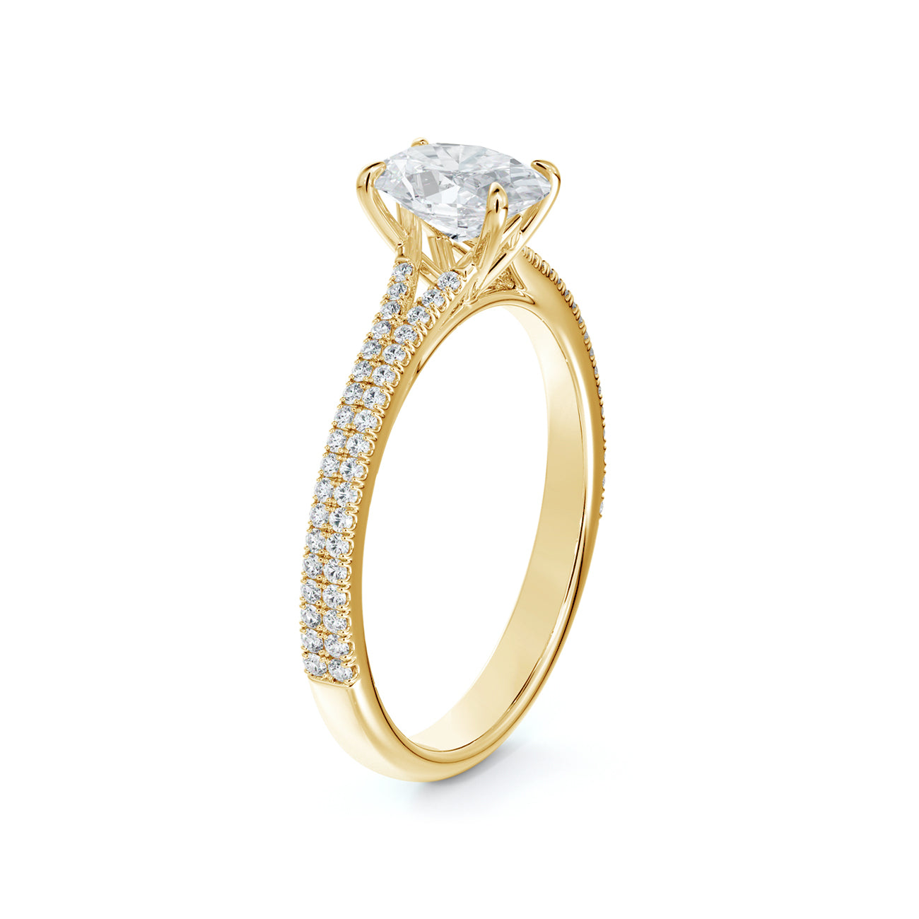 De Beers Forevermark Icon™ Oval Brilliant Engagement Ring 2 Row Pave