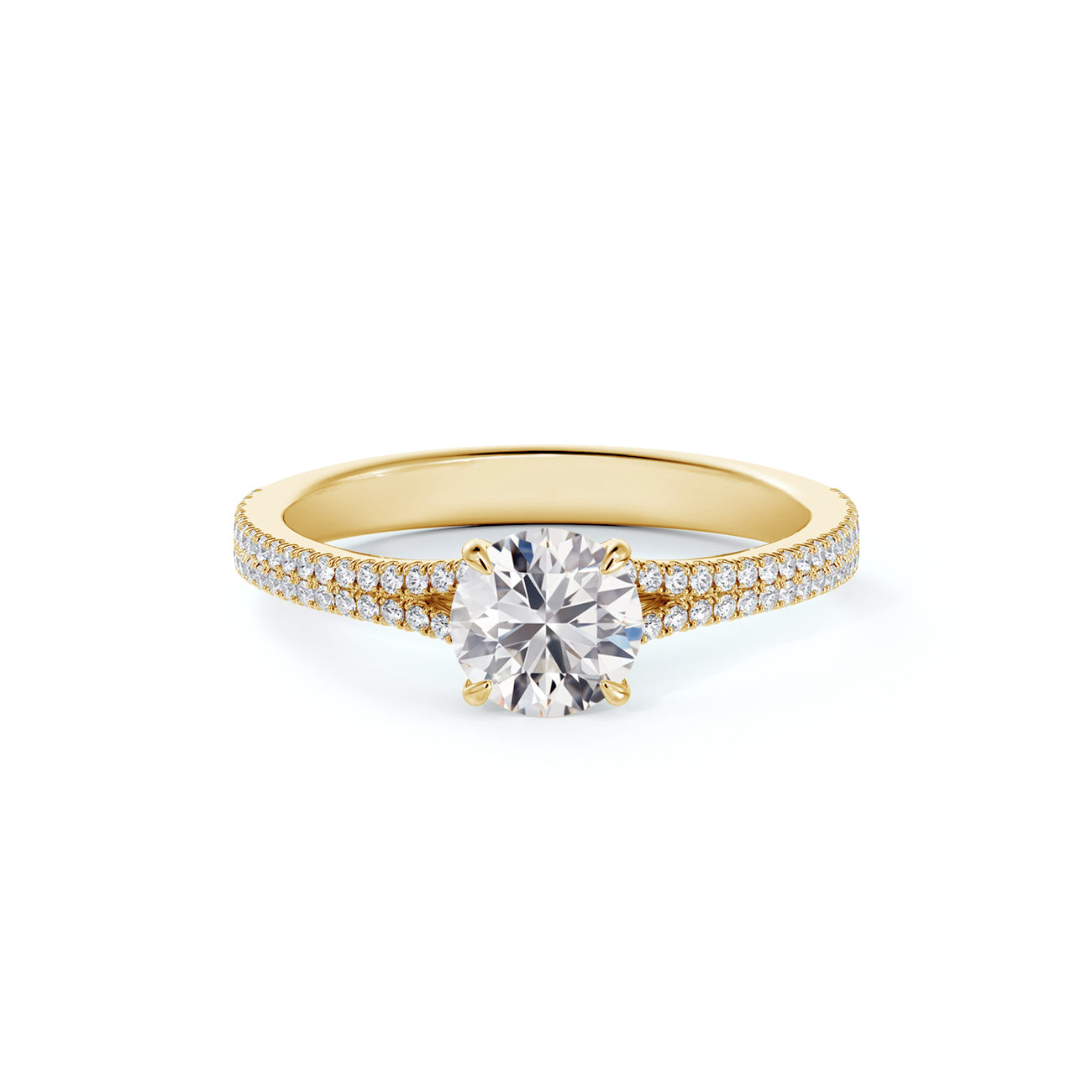 De Beers Forevermark Icon™ Round Brilliant Engagement Ring 2 Row Pave
