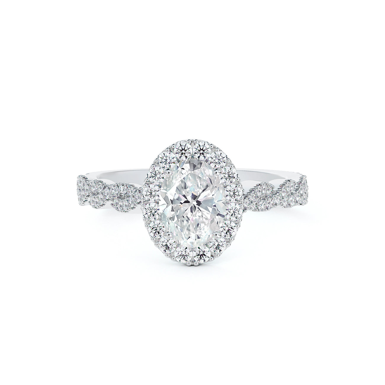 De Beers Forevermark Centre Of My Universe™ Oval Halo Twist Engagement Ring