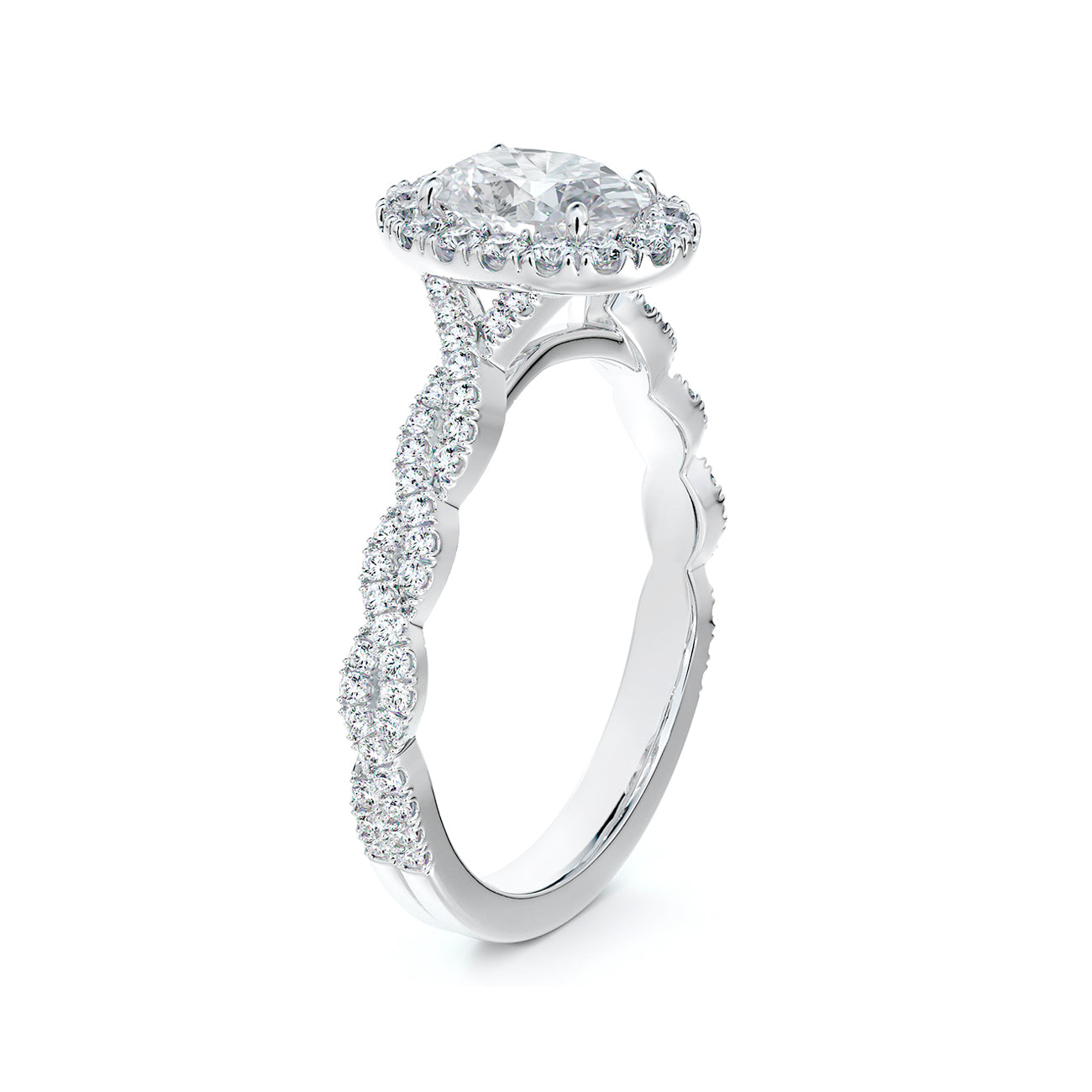 De Beers Forevermark Centre Of My Universe™ Oval Halo Twist Engagement Ring