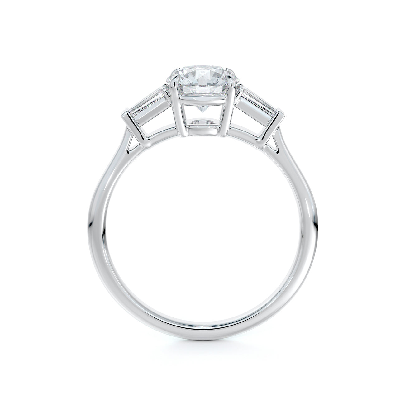 De Beers Forevermark Round Brilliant Engagement Ring With Tapered Baguettes