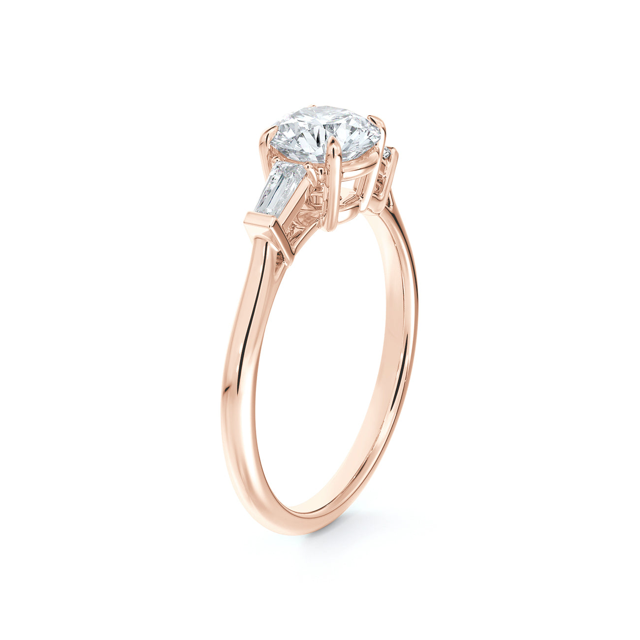 De Beers Forevermark Round Brilliant Engagement Ring With Tapered Baguettes