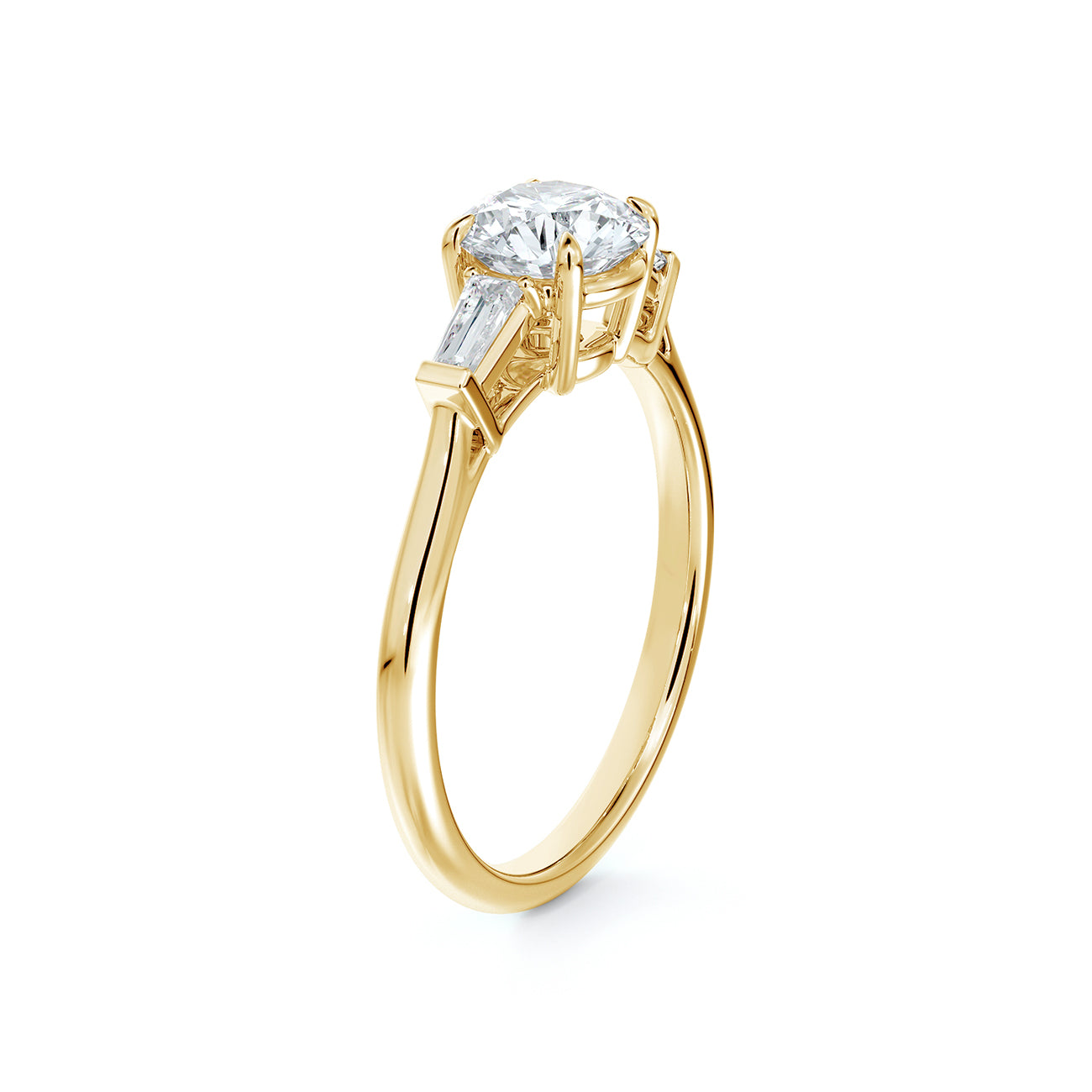 De Beers Forevermark Round Brilliant Engagement Ring With Tapered Baguettes