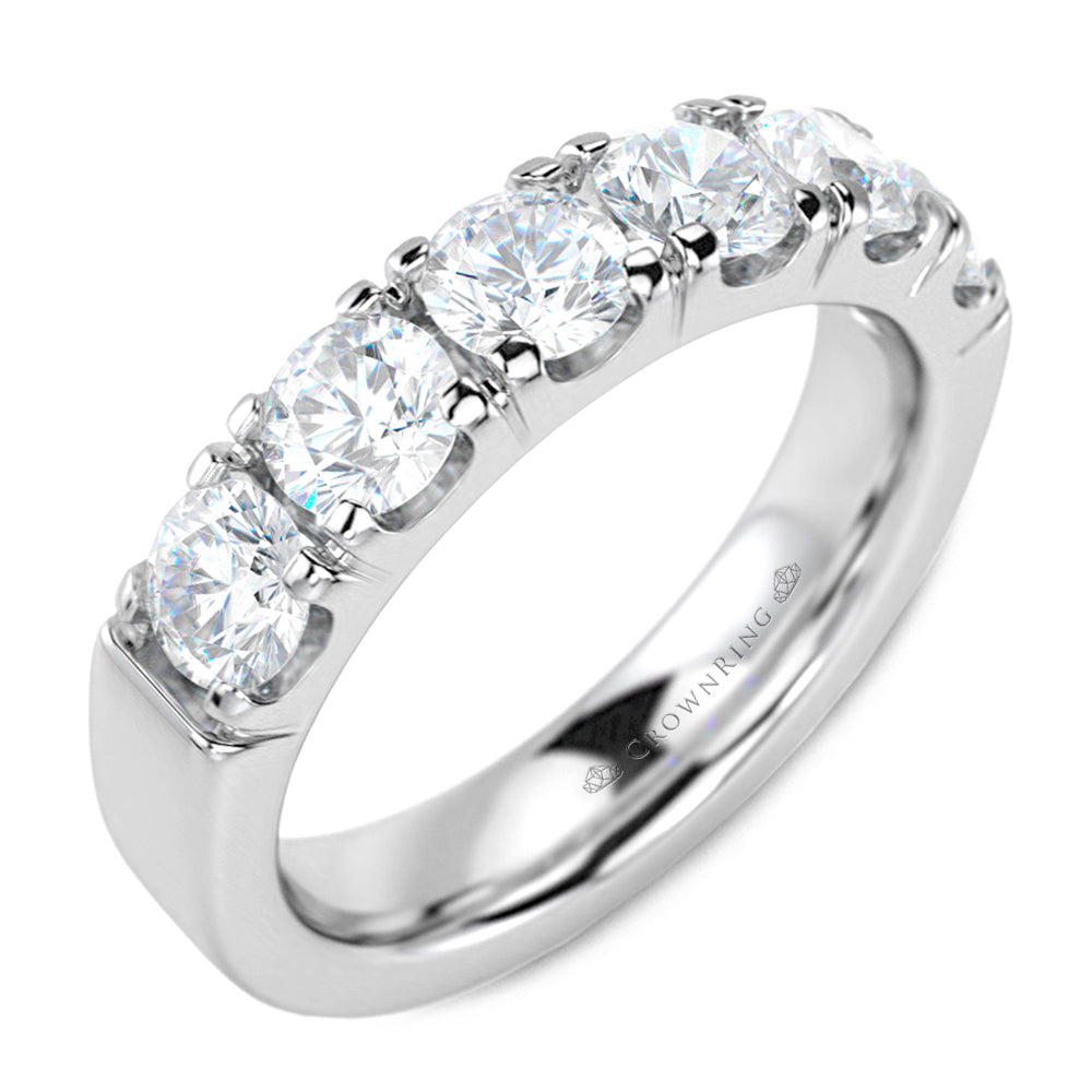 Prong Set Semi-Eternity Anniversary Band with Round Diamonds 1 1/2ct