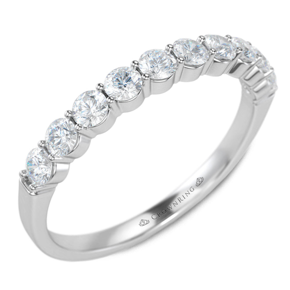 Shared Prong Set Semi-Eternity Anniversary Band with Round Diamonds 1/2ct