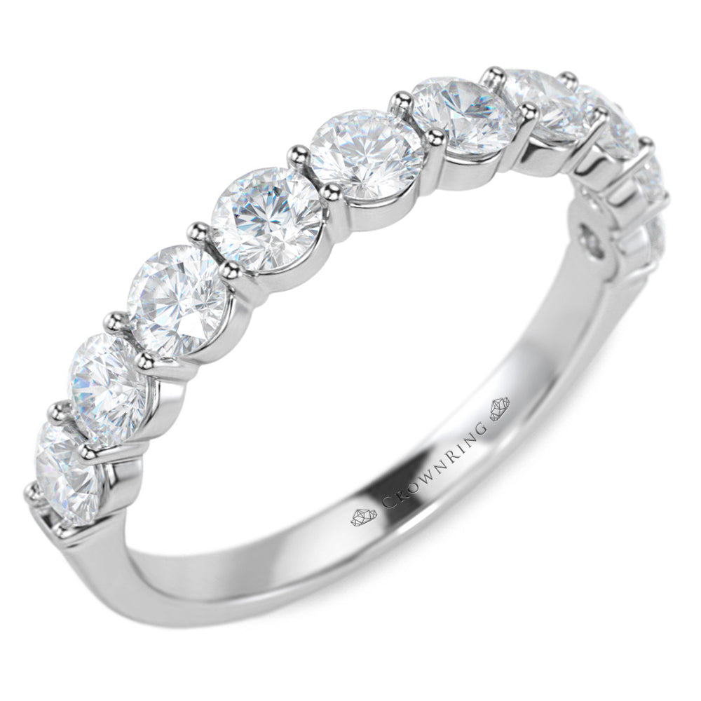 Shared Prong Set Semi-Eternity Anniversary Band with Round Diamonds 1ct