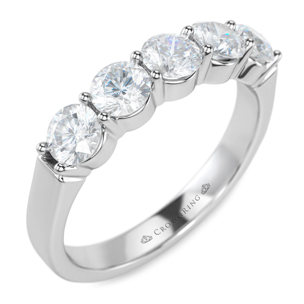 Shared Prong Set Semi-Eternity Anniversary Band with Round Diamonds 1ct