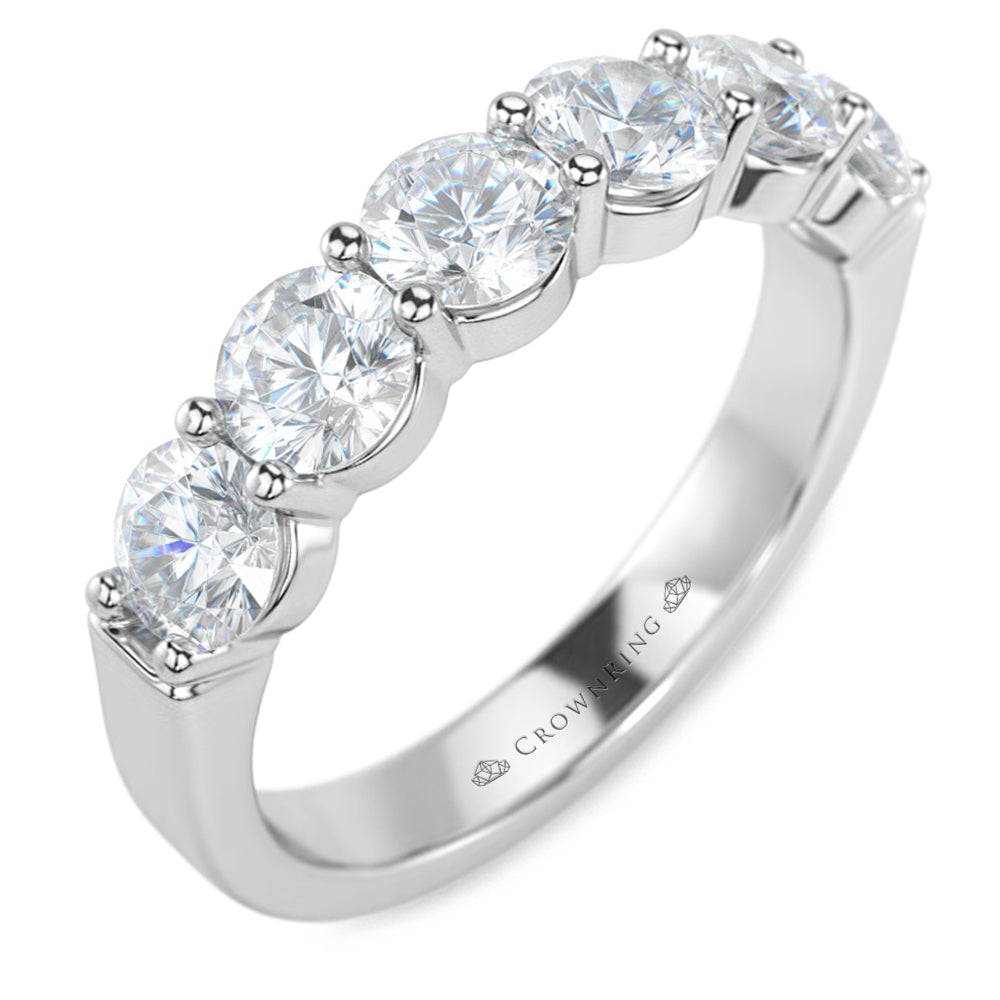 Shared Prong Set Semi-Eternity Anniversary Band with Round Diamonds 1 1/2ct