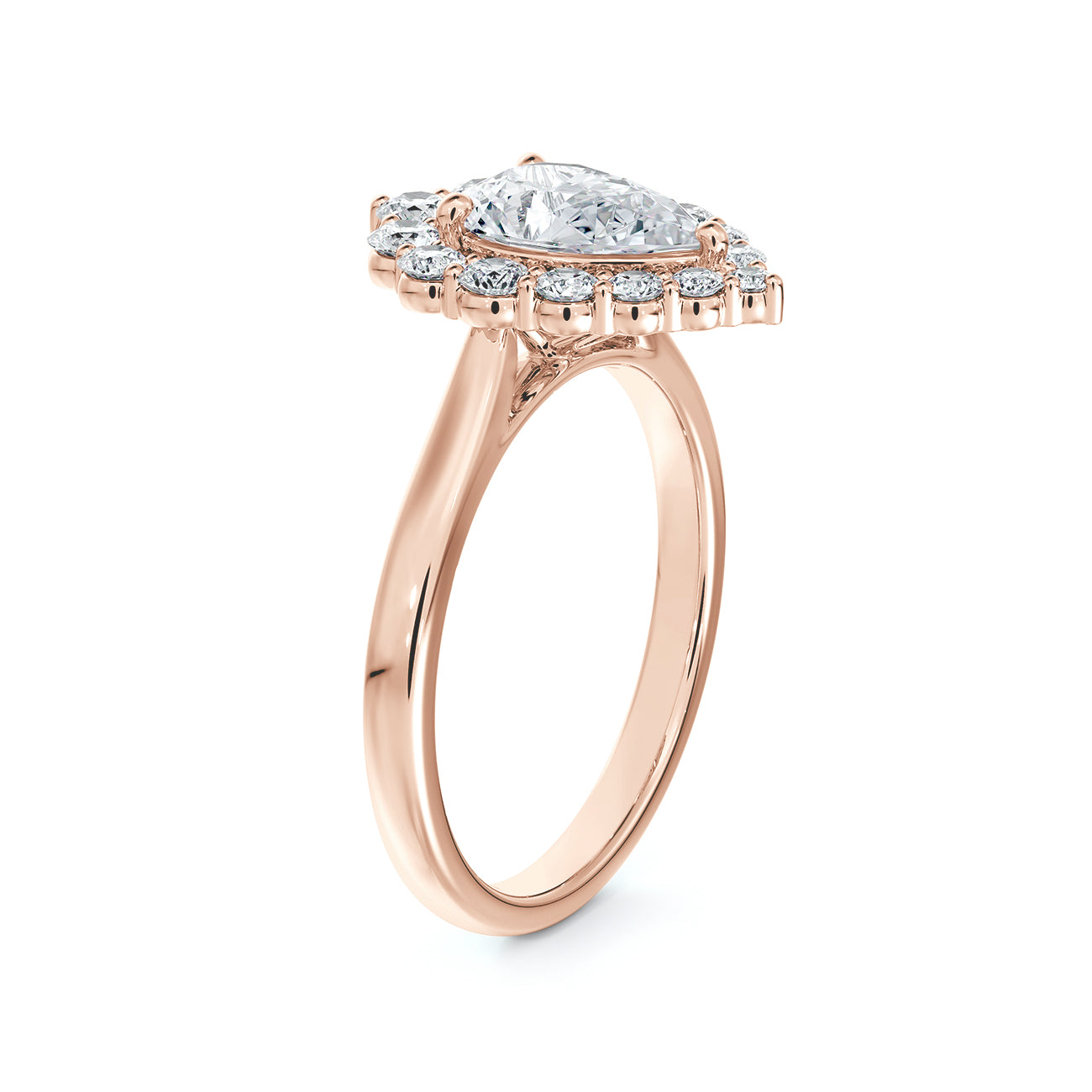 Portfolio by De Beers Forevermark™ Pear Halo with Plain Band