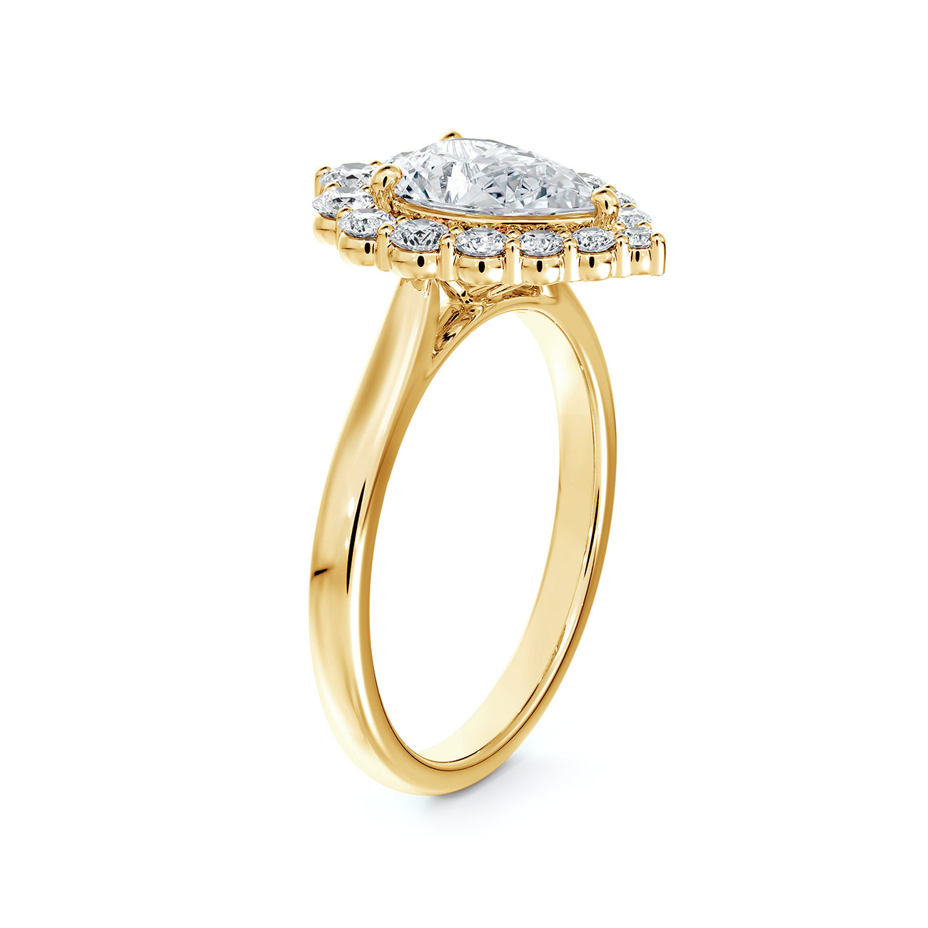 Portfolio by De Beers Forevermark™ Pear Halo with Plain Band