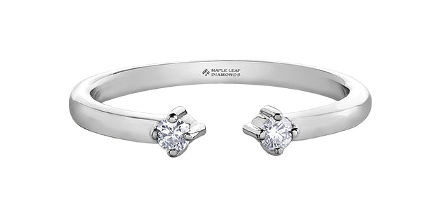 14KW Ladies Ring 2Dia=0.08ct Maple Leaf