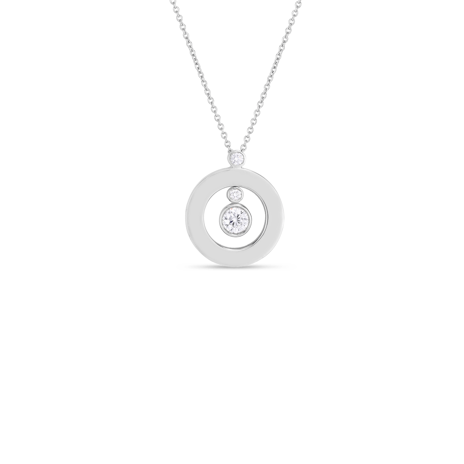 Roberto Coin 18KW Mini O Diamond Necklace