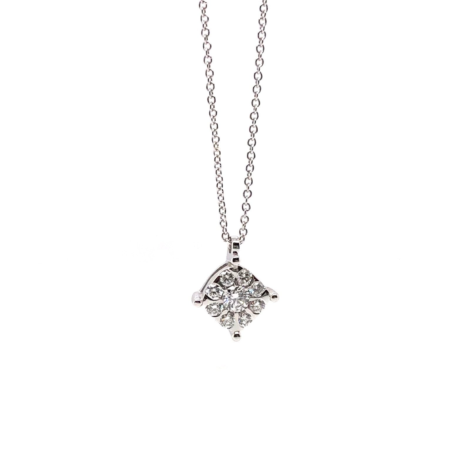 18KW Diamond Cluster Pendant 0.30ctw (Chain Included)