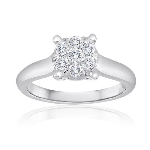 14K White Gold 0.50ct Multi Diamond Invisible Set Solitaire Style Ring