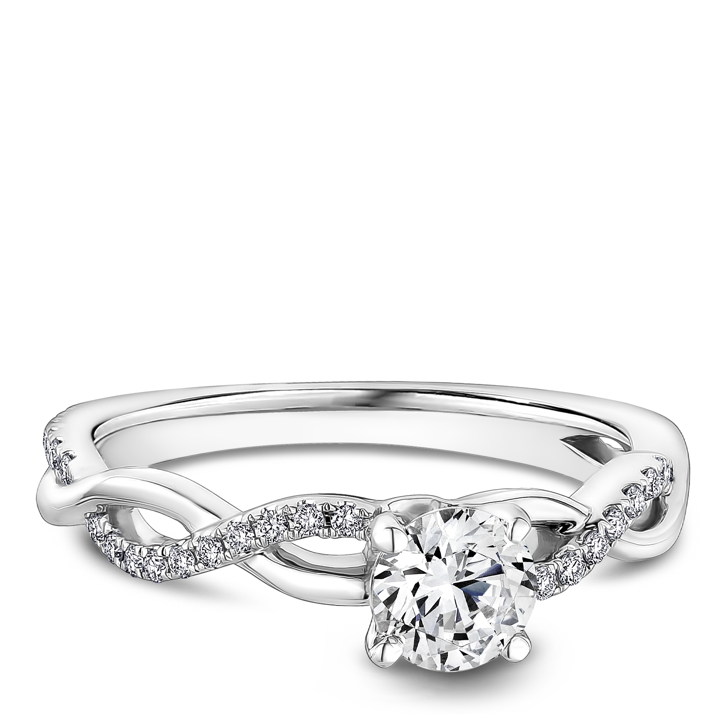 One Love Diamond Twist Engagement Ring In 14K White Gold
