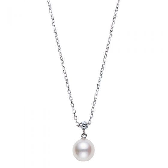 Mikimoto Akoya Pearl and Diamond Necklace in White Gold
