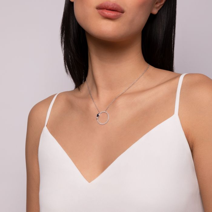 Birks Splash 18K White Sapphire and Diamond Circle Necklace
