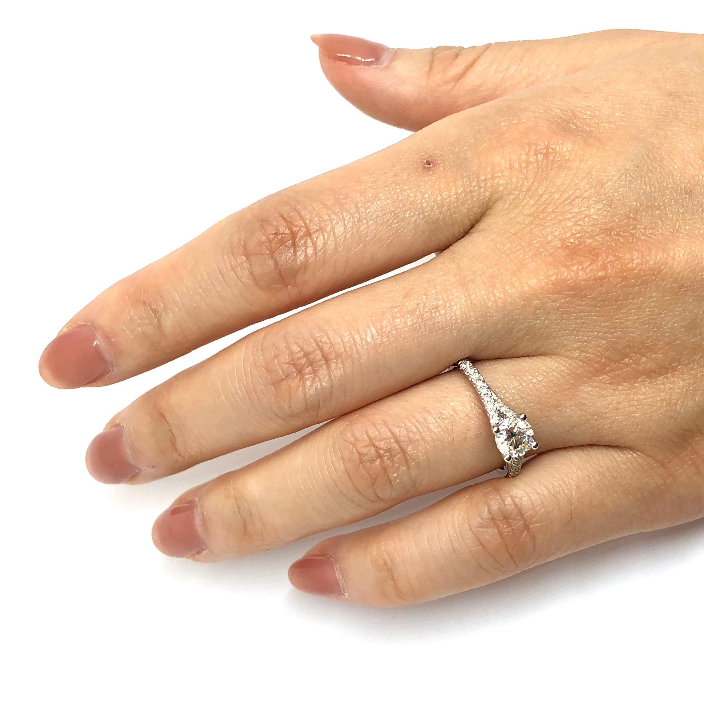 De Beers Forevermark Solitaire Engagement Ring with Shoulder Diamonds