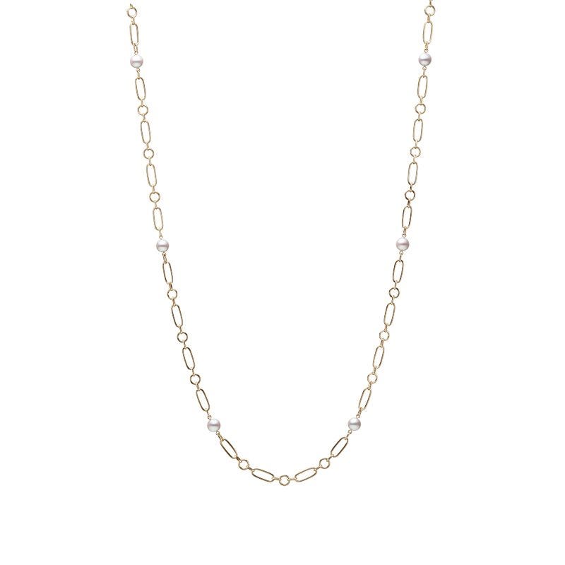 Mikimoto Akoya Cultured Pearl Necklace in Yellow Gold