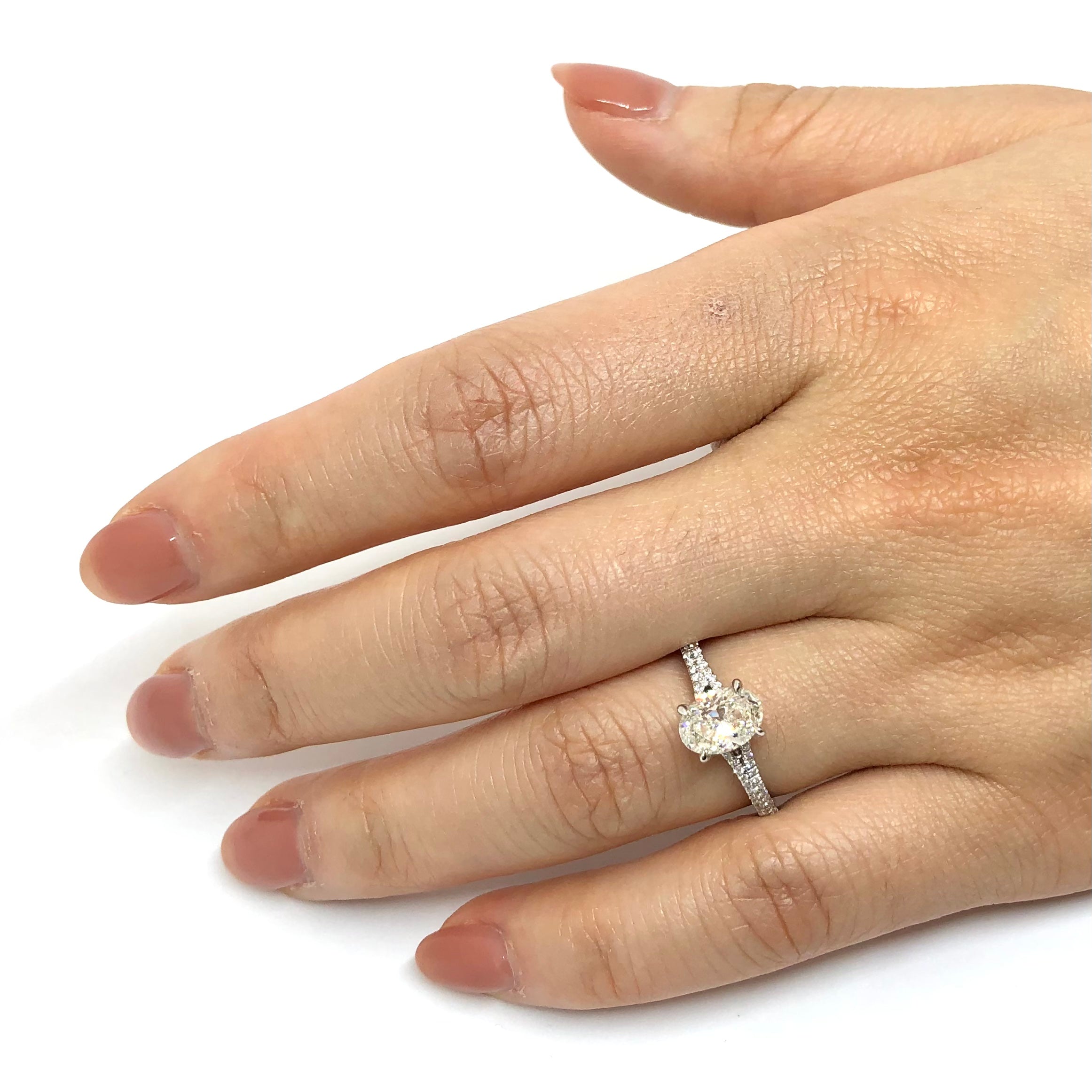 De Beers Forevermark Solitaire 2 Row Pave Diamond Engagement Ring
