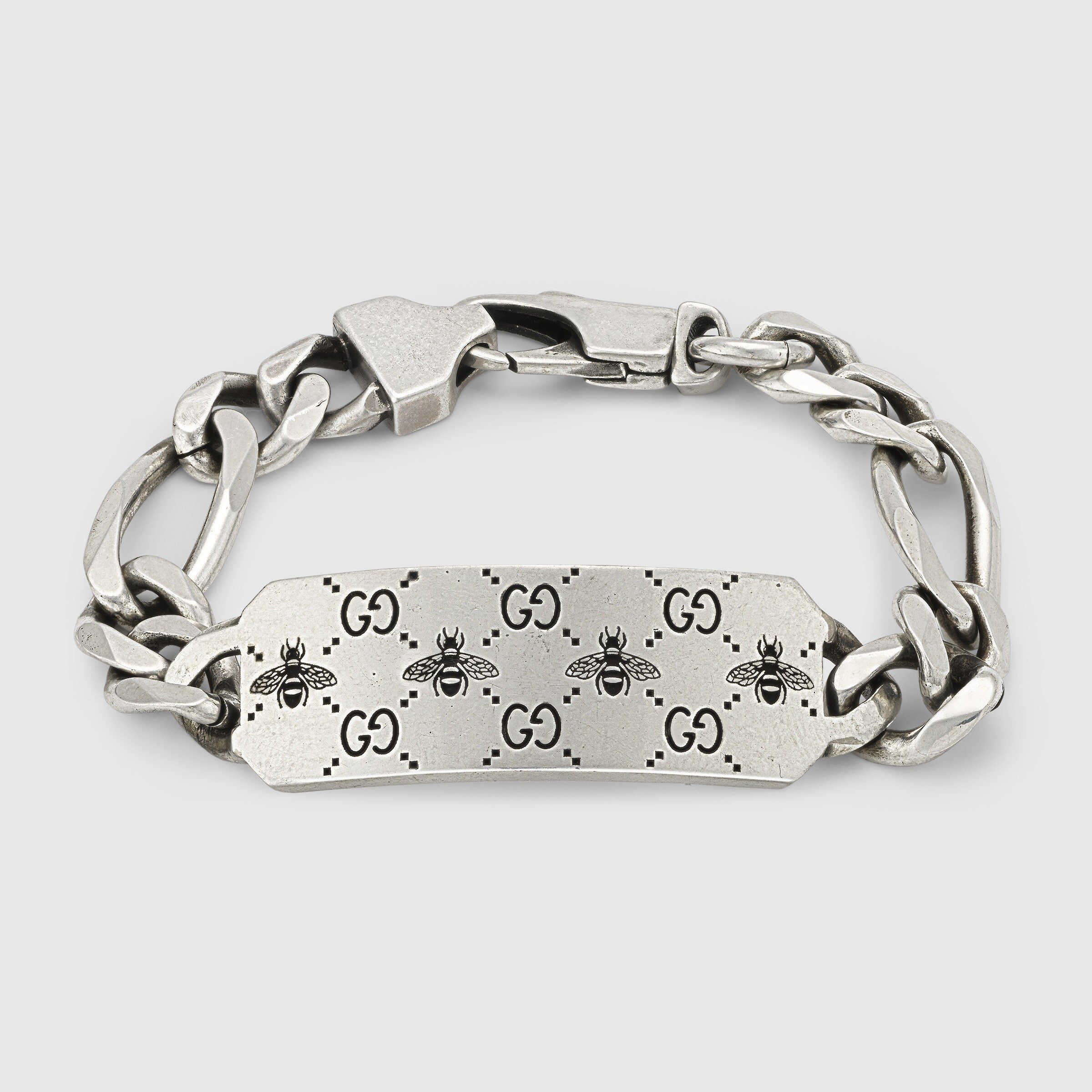 Gucci Silver GG and Bee Bracelet