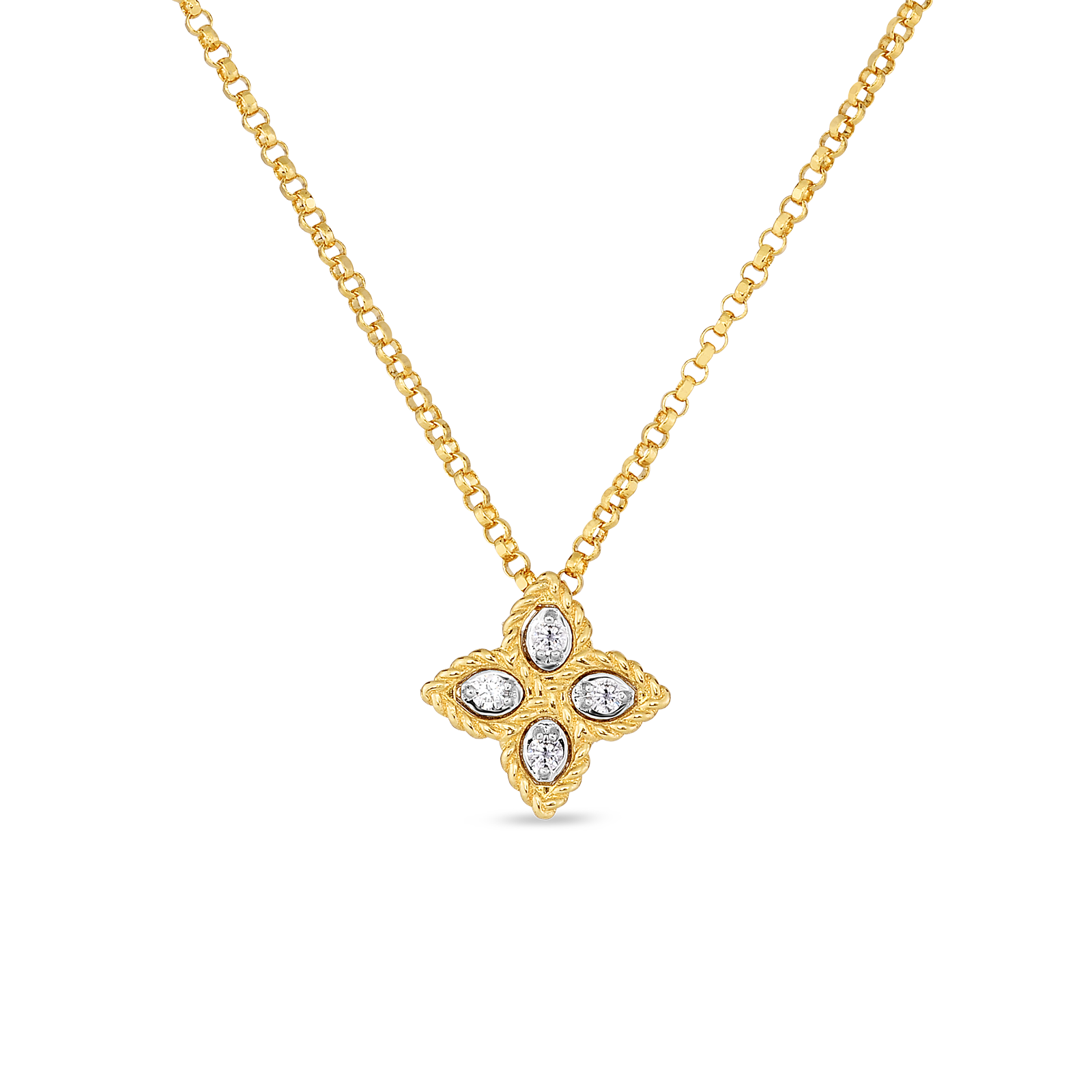 Roberto Coin 18KYW Princess Flower Necklace