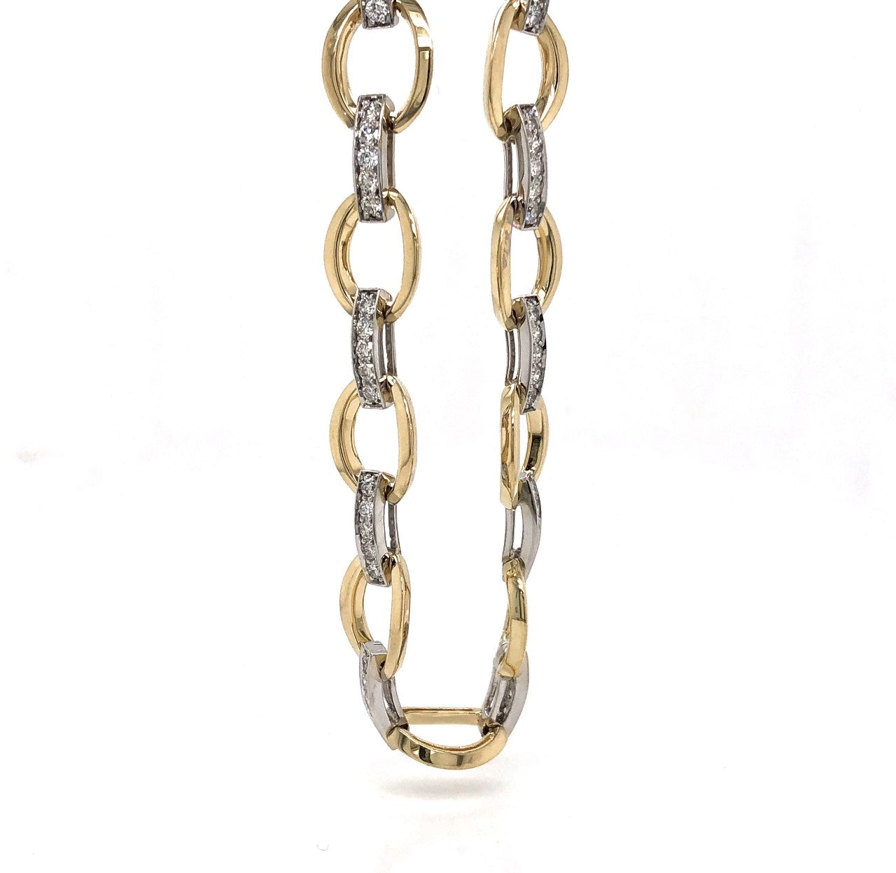 14K Fancy Link 17'' Necklace With 125 Diamonds