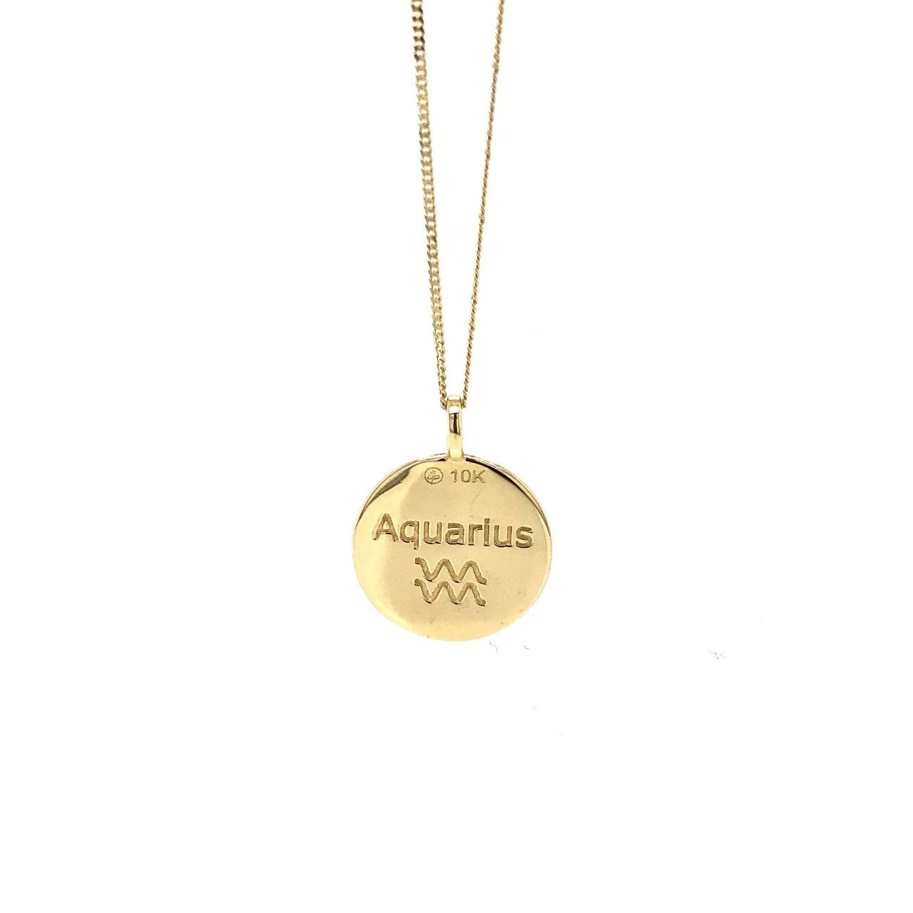 10K Yellow Aquarius Zodiac Necklace with Diamonds