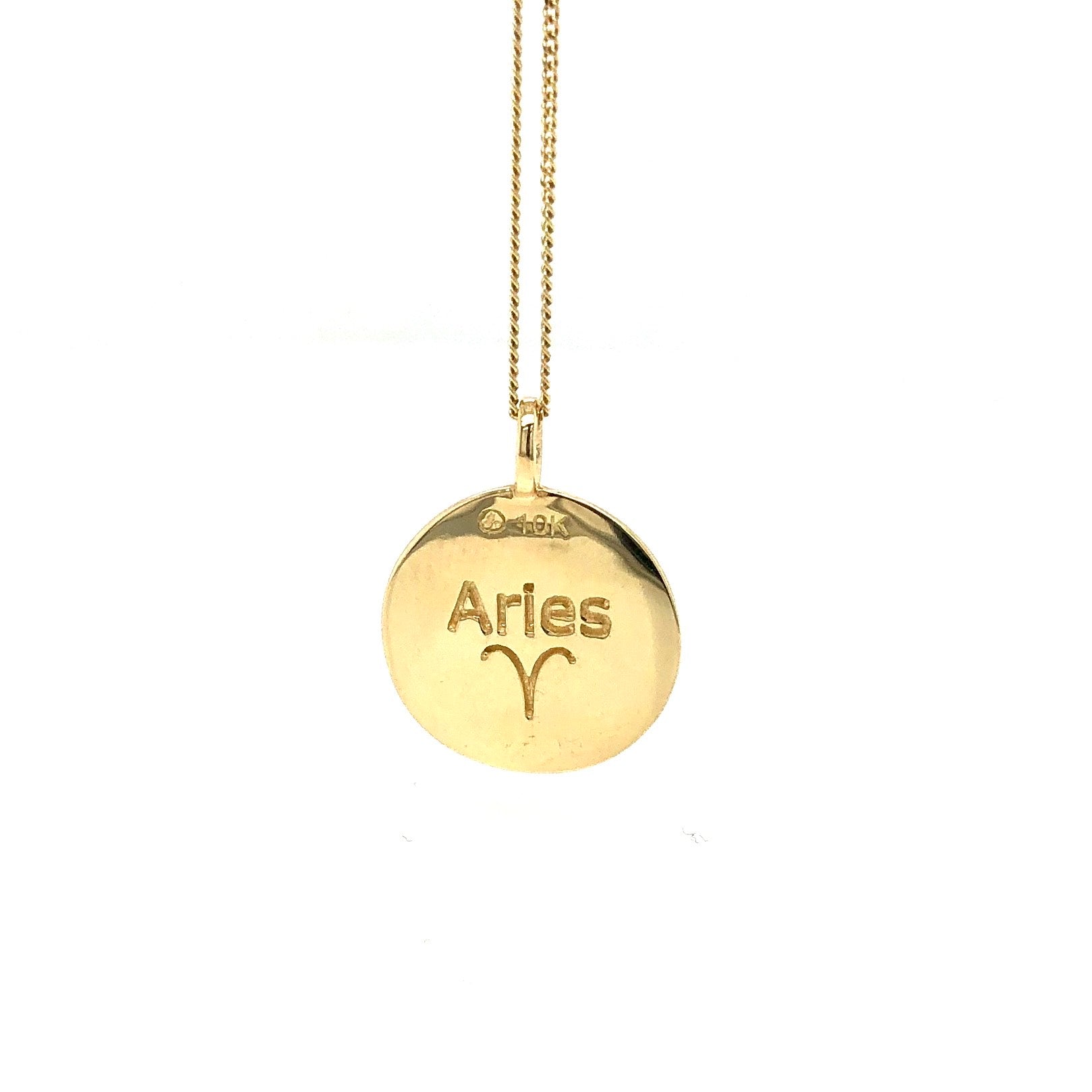 10K Yellow Aries Zodiac Necklace with Diamonds