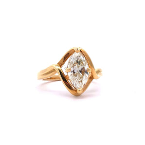 18KY 1.50ct Custom Marquise Diamond Engagement Ring